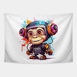 Cartoon monkey robots. T-Shirt, Sticker. Tapestry