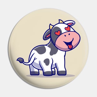 Cute Cow Falling In Love Cartoon Pin