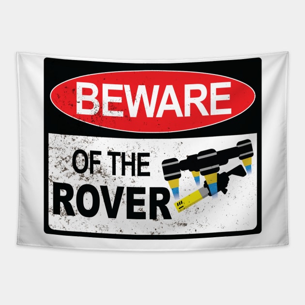 Helldivers 2 Beware of Dog Warning Sign Tapestry by Giggle Bytes Brozkis