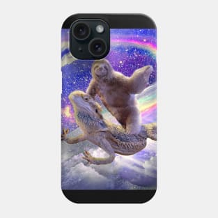 Space Sloth Riding Bearded Dragon Lizard Phone Case