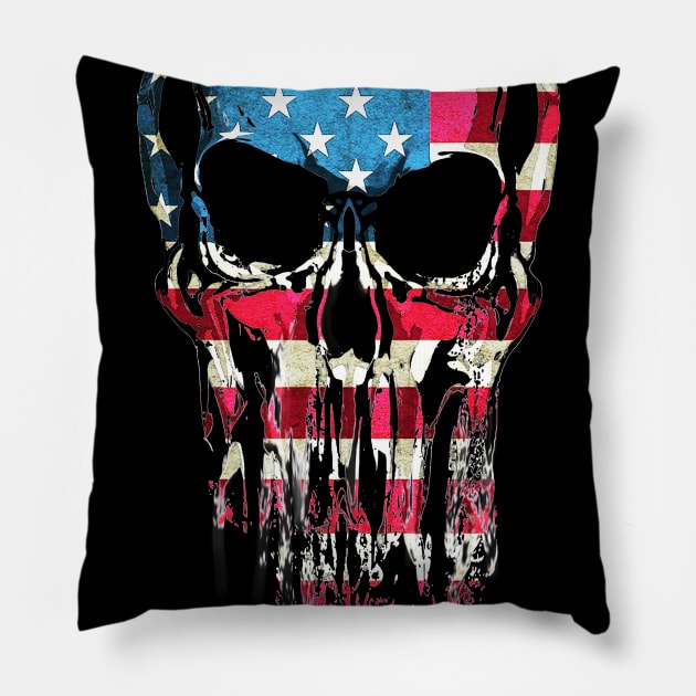 skull, bandanas, american, usa, flag Pillow by Collagedream