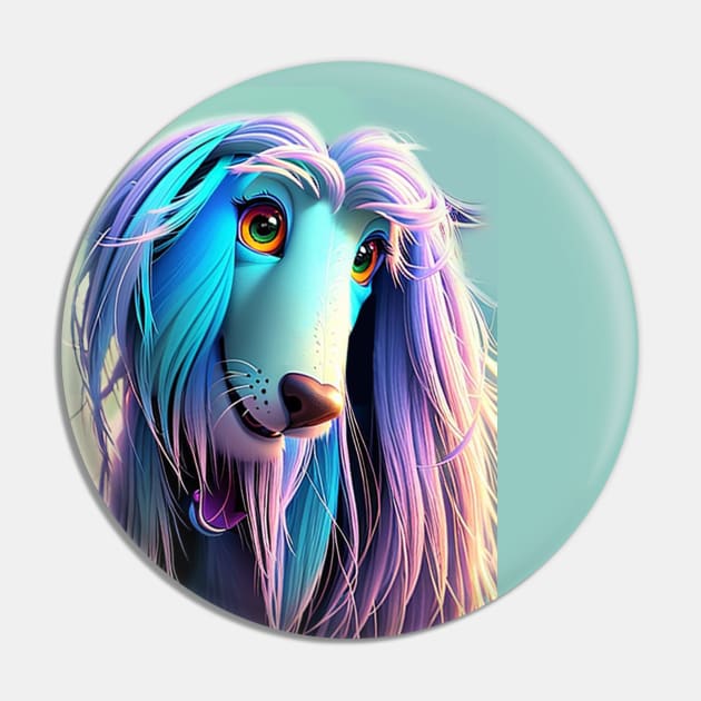 Cartoon Afghan Hound in teal & purple Pin by chepea2