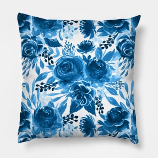 Blue peonies flowers pattern #2 Pillow