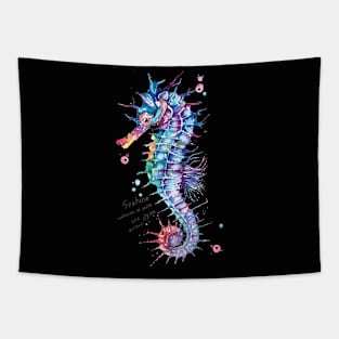 Seahorse painted with fantasy style watercolor 1 Tapestry