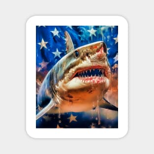 American Flag Patriotism and Freedom Great White Shark Magnet