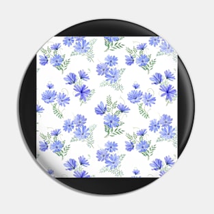 Blue Sailors transparent flowers watercolor print. Spring romantic bouquets translucent Pin