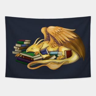 Sleepy Book Dragon Tapestry