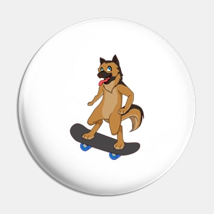 Cartoon shepherd dog riding skateboard Pin