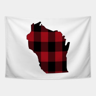 Wisconsin in Red Plaid Tapestry