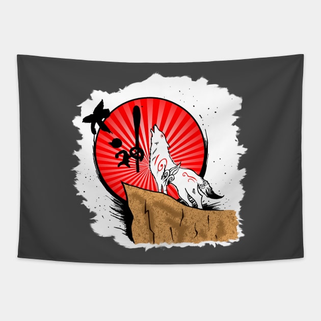 Okami Wolf Tapestry by dankdesigns