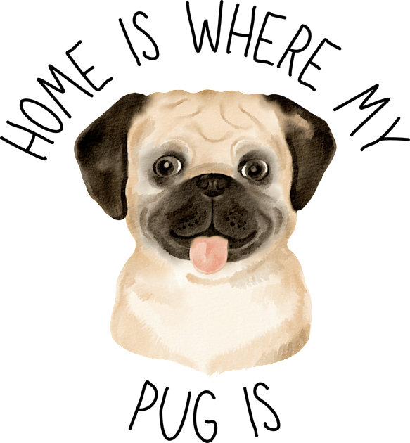 Home is Where My Pug Is Dog Breed Lover Watercolor Kids T-Shirt by PoliticalBabes