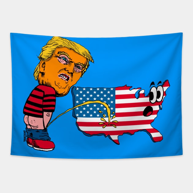 Trump Pissing Tapestry by Robisrael