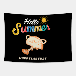 Hello summer Happy lastday funny taco Tapestry