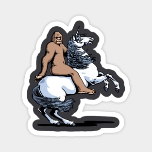 Bigfoot Riding A Unicorn Magnet