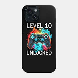 Kids Level 10  Video  Retro 10th Birthday Game Phone Case