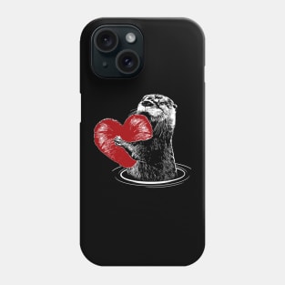 Otter and sweet red heart, adorable animals, otters lovers Phone Case