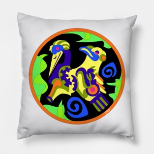 totonac birds in ancient mexican patterns ecopop floral glyph pictograms Pillow