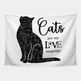 Cats are my Love Language B&W Tapestry