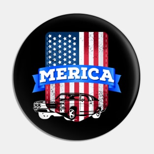 Merica, American map and Flag, 4th of July, happy independence day God Bless America Pin