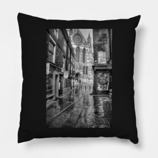 York Minster And Shops Black And White Pillow