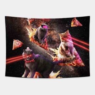 Galaxy Laser Cat - Space Pizza Cats with Lazer Eyes Tapestry