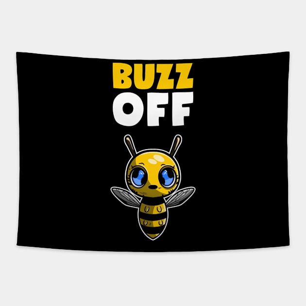 Buzz Off | Cartoon Bee Tapestry by DesignINKZ