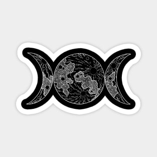 Triple Goddess Wiccan Symbol - Moon Lunar Phases Magnet