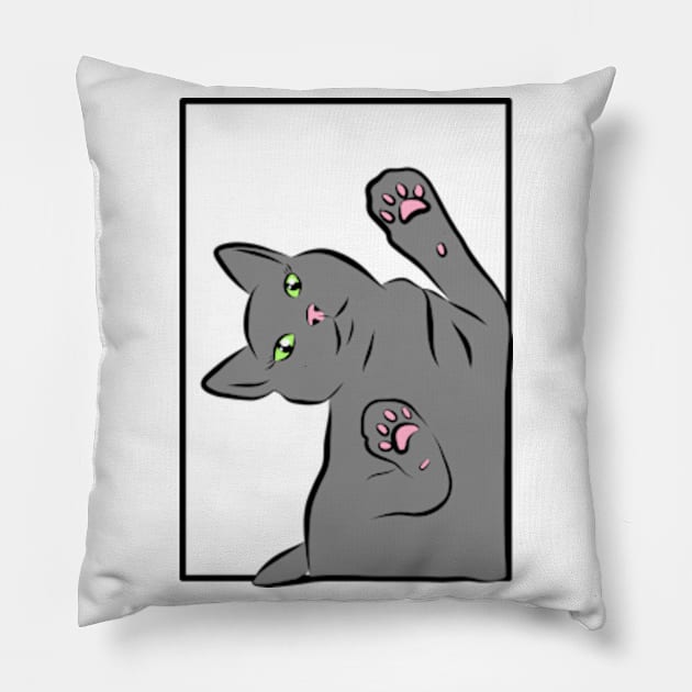 Grey cat Illustration Pillow by uveyiknur