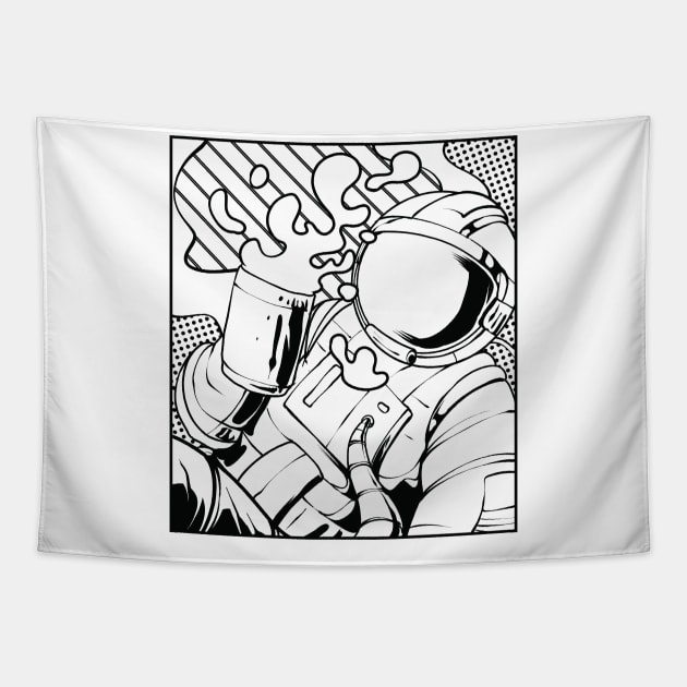 Exploring the Cosmos: Astronaut Silhouette Tapestry by Space wolrd