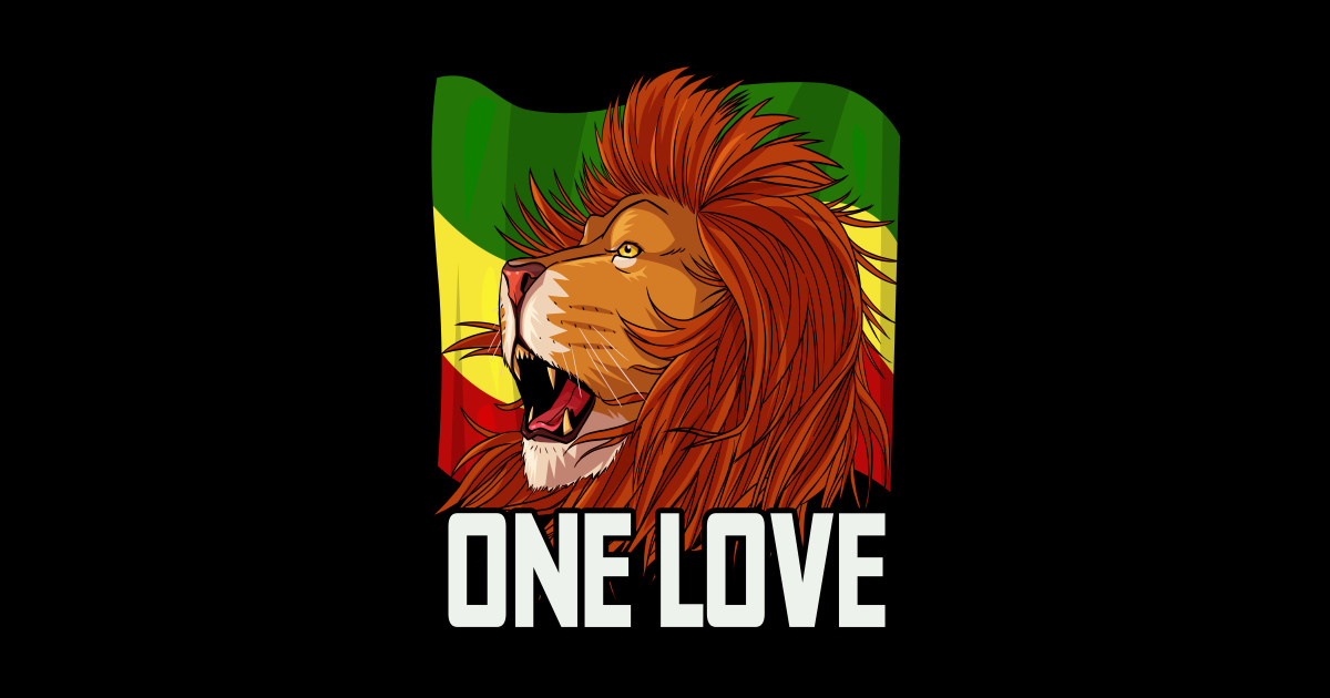 One Love Rasta Lion Jamaican Reggae Rasta Colors - Rasta Lion Of Judah ...