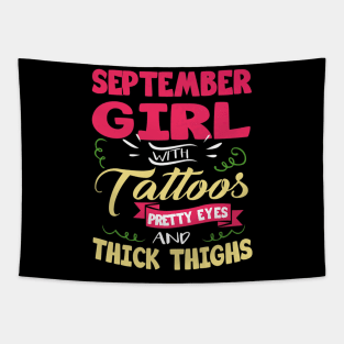 September girl with tattoos pretty eyes Tapestry