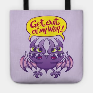 Two heads of a bat monster asking each other to get out of the way Tote