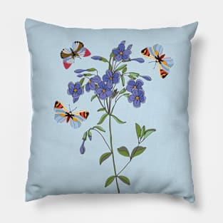 Botanical illustration a plant and a butterfly Pillow