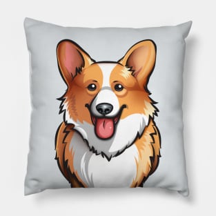 Welsh Corgi dog smiling Front & Back Pillow