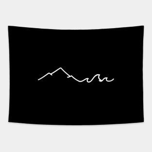 A Simple Art Of Mountain & Waves For Traveler & Explorer Tapestry