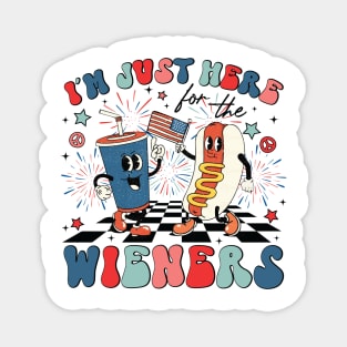 Hot Dog I'm Just Here For The Wieners 4Th Of July Magnet