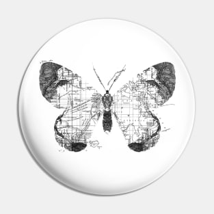 Butterfly Wanderlust Black and White Pin