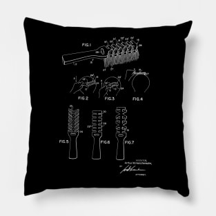 Hair Brushes Vintage Patent Drawing Pillow