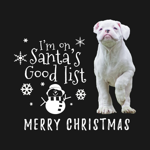 Santa's Good List for Christmas, White Boxer Dog by 3QuartersToday