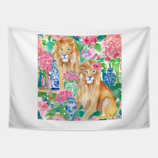 Preppy couple of lions Tapestry