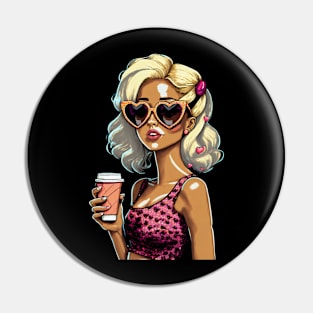 Coffee girl holding coffee mug cute for coffee lovers Pin