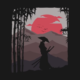 Artistic Samurai Sunset Bushido Nature Japanese Art T-Shirt