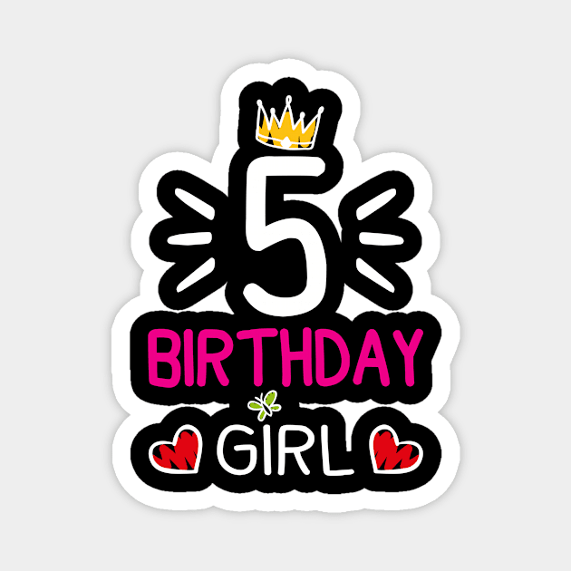 Kids 5th Birthday Girl Crown Princess Magnet by printedartings