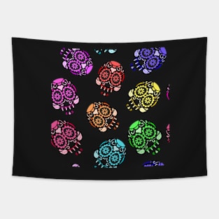 Rainbow Halloween Mexican Sugar Skulls Tapestry