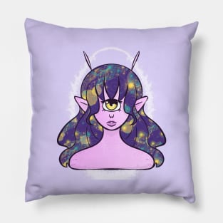 Follow the Stars Girl - Purple Background Pillow