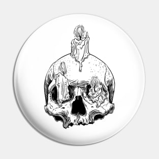 witch skull candlestick Pin