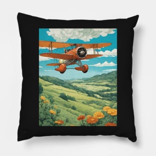 Plane Field Ghibli Style Pillow