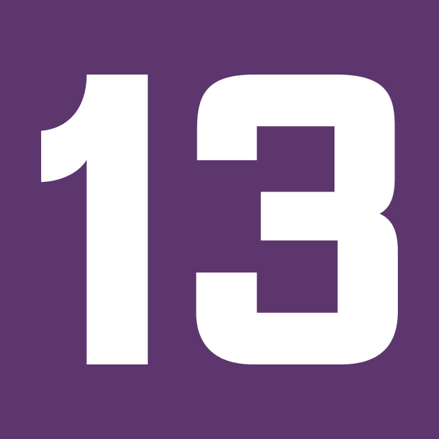 Number Thirteen - 13 - Any Color - Team Sports Numbered Uniform Jersey - Birthday Gift by Modern Evolution