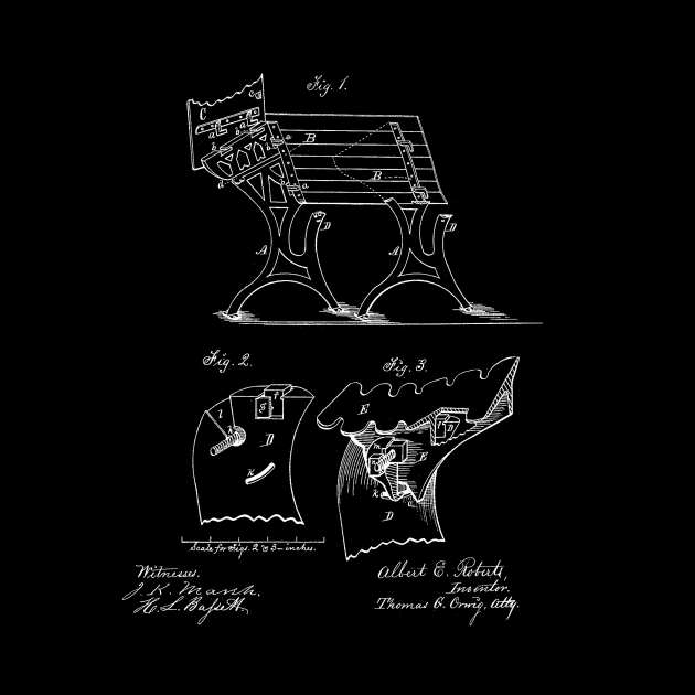 School Desk and Seats Vintage Patent Drawing by TheYoungDesigns