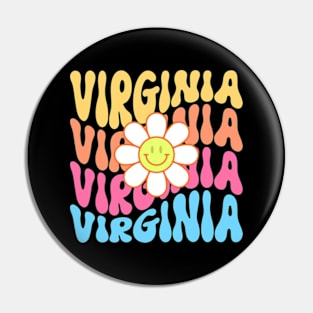 Virginia Groovy Daisy Travel Wanderlust State Pin